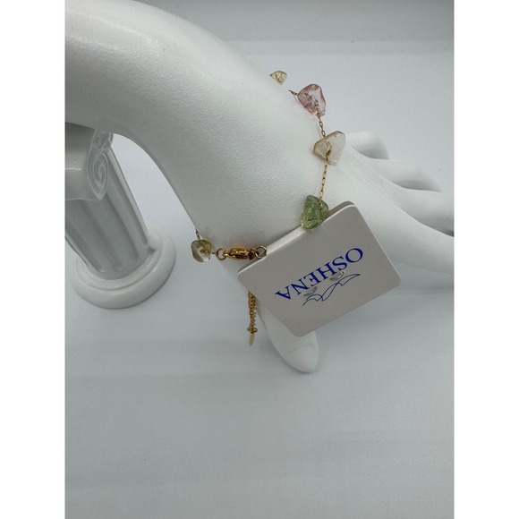 OSHENA Jewelry - OSHENA Gemstone Chip Bracelet Women OS Gold Multi Color NEW Boho Tumbled Stone
